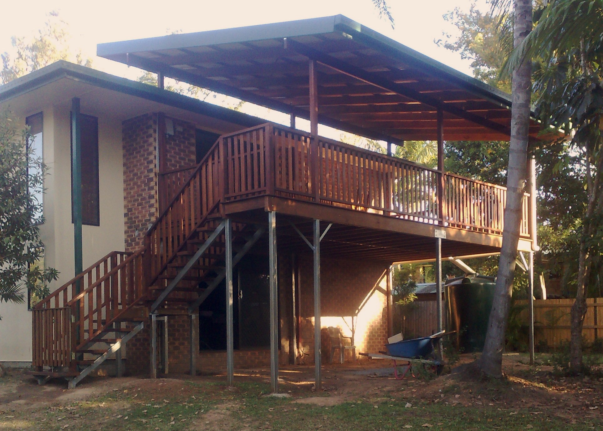 Raised covered deck after construction