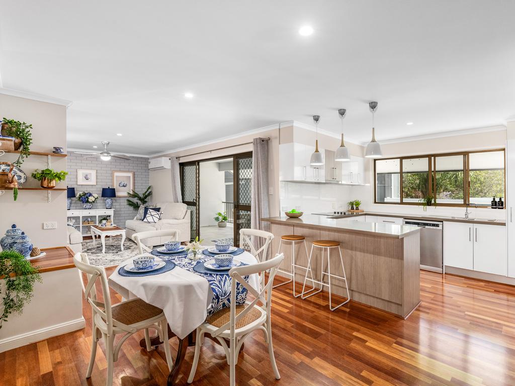 Completed open-plan kitchen and dining area