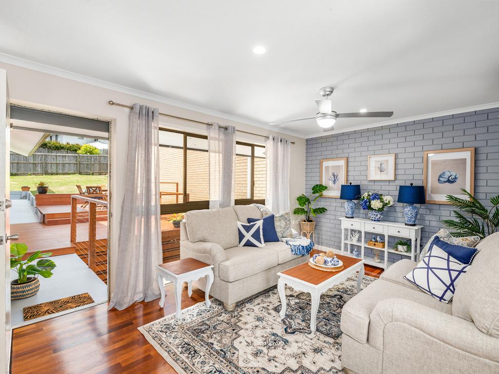 Completed living room connected to the outdoor deck