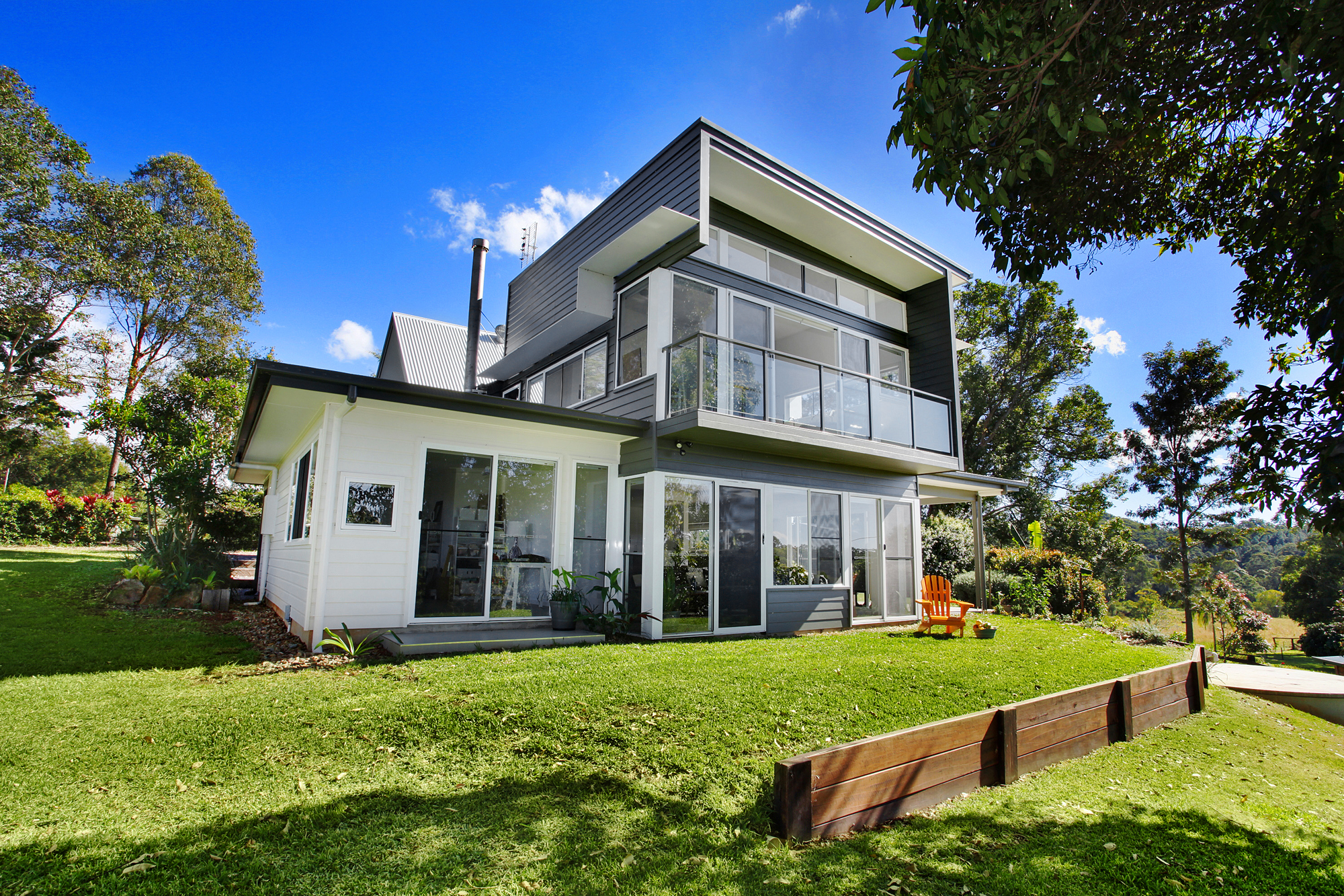 Contemporary two-storey extension after construction