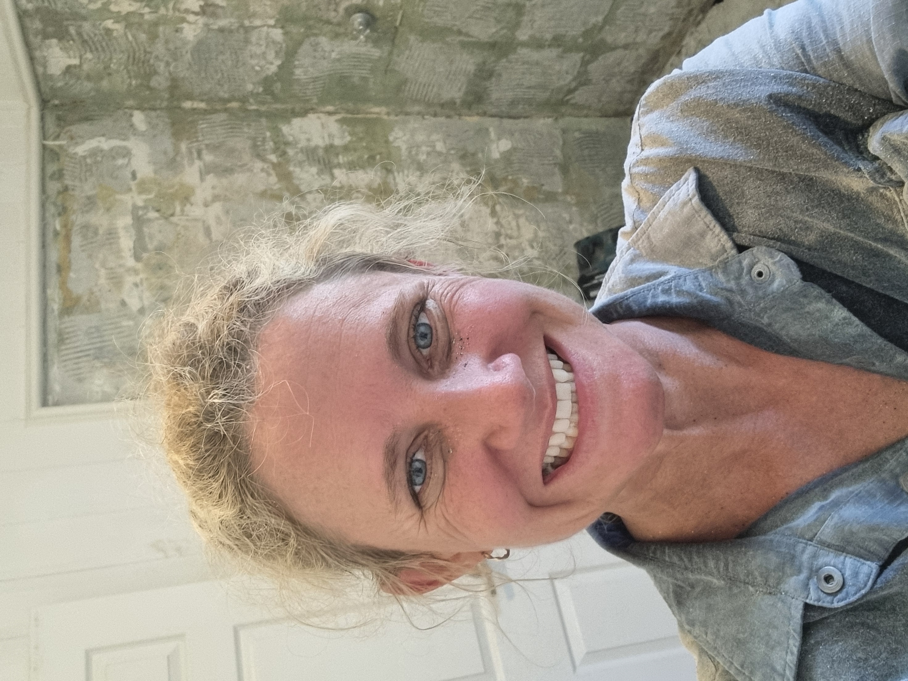 Stacey during hands-on renovation work